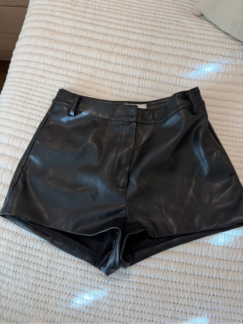 Astr - Everette Black Faux Leather High-Waist Shorts